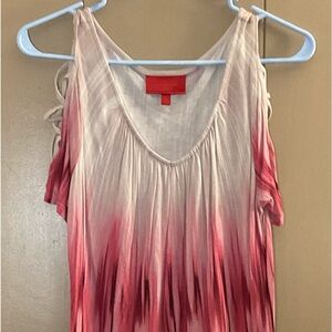 JENNIFER LOPEZ TRI-COLORED FLOWY BLOUSE CRISSCROSSED SLEEVE SIZE SMALL